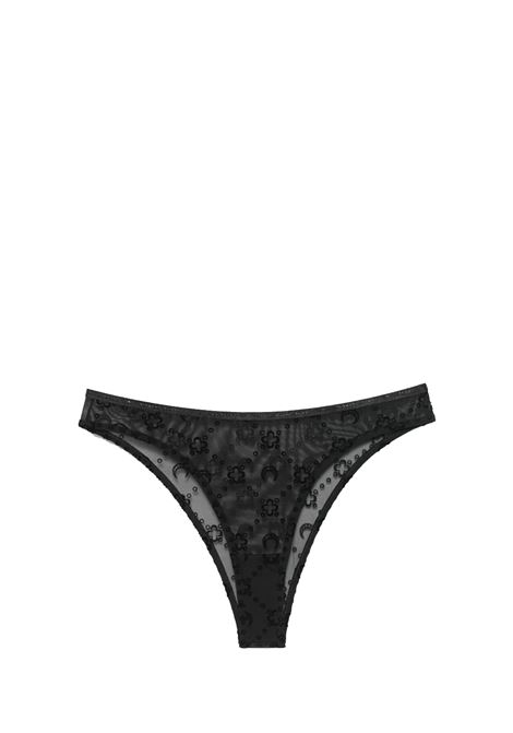moongram mesh flock high-cut panties woman black MARINE SERRE | WUW052ACJER0005BK99